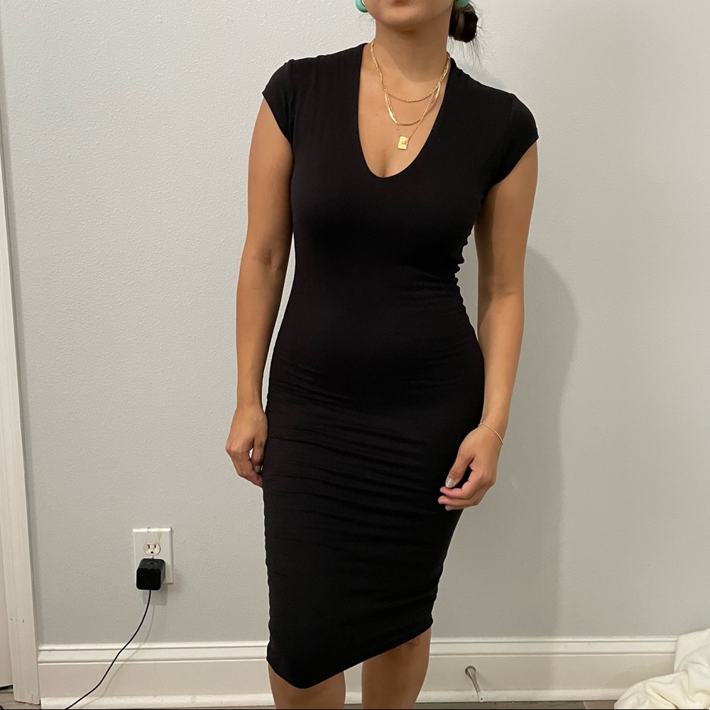 black V-neck dress